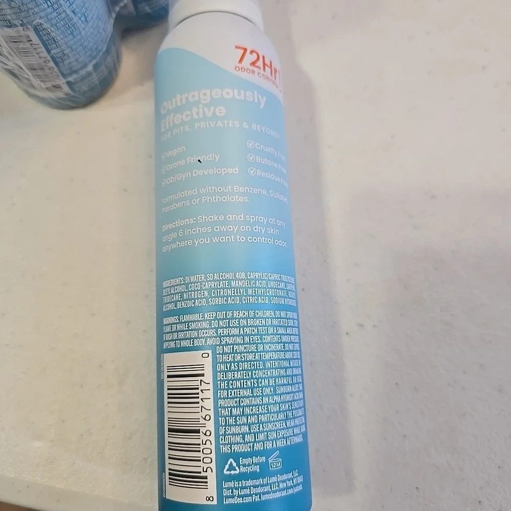 Lume Whole Body Deodorant Invisible Spray Unscented Aluminum-Free 3.6 oz‎ 3 pk